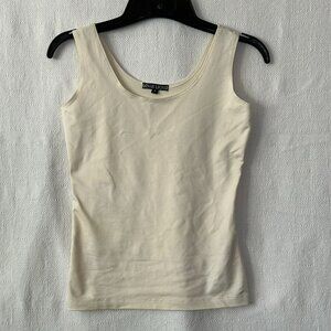 A’NUE LIGNE Tank Top Women’s Size Petite Cream Colored Tactel Sleeveless Blouse